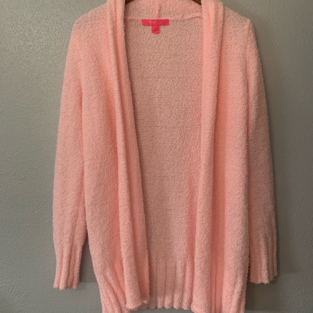 Bubble gum pink fuzzy cardigan